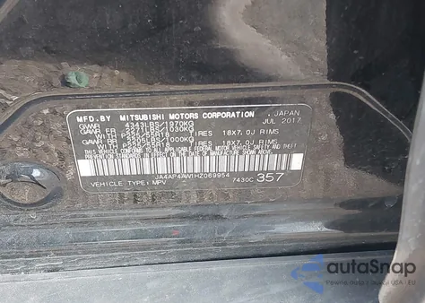 2017 Mitsubishi Outlander Sport 2.4 Sel z USA, uszkodzony, nr VIN JA4AP4AW1HZ069954